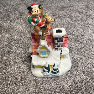 Vintage Disney Christmas Collection House . Mickey Santa on Reindeer Music Box
